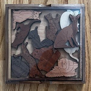 Wooden Cat Puzzle Set